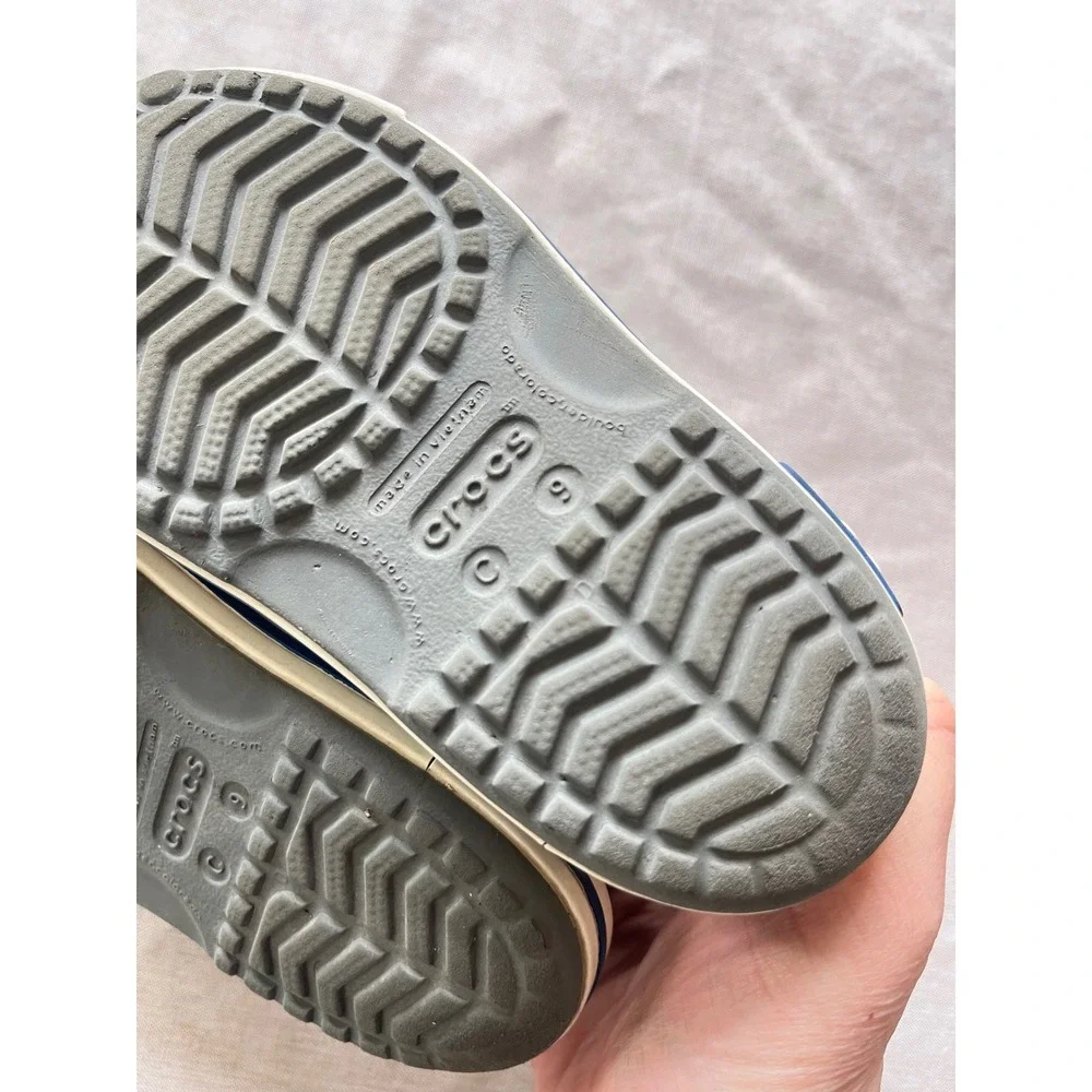Crocs Crocband II Sandals‎ Kids Size C9 Charcoal Grey White Sporty Water Shoes